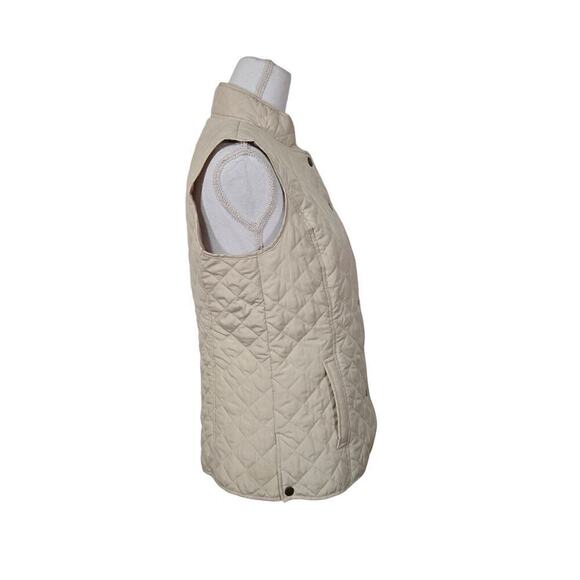 J. Jill Sleeveless Puffer Vest Women Size XS Cream Pockets Fall Neutral Preppy - Picture 4 of 10